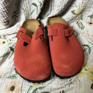 Birkenstock Boston Red Corduroy Clogs Narrow Women’s Size EU40 US9/9.5